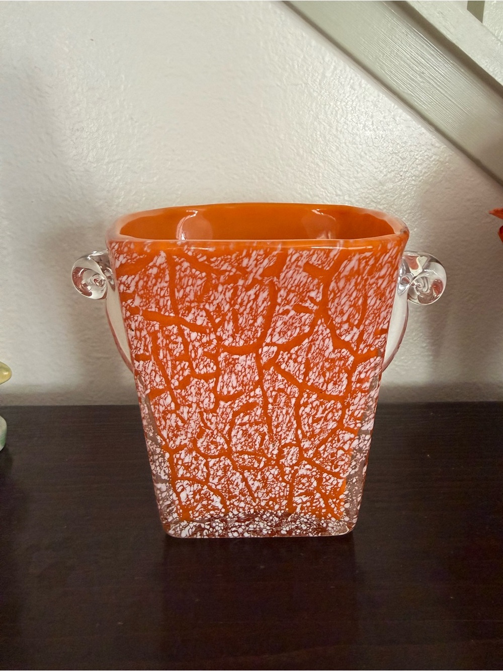 Orange Art Glass Decorative Vase